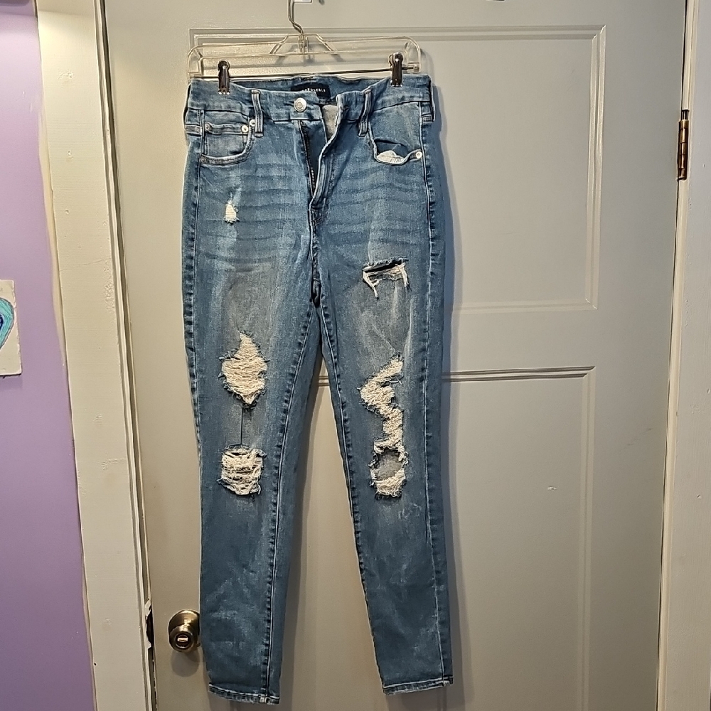 Distressed Blue Jeans